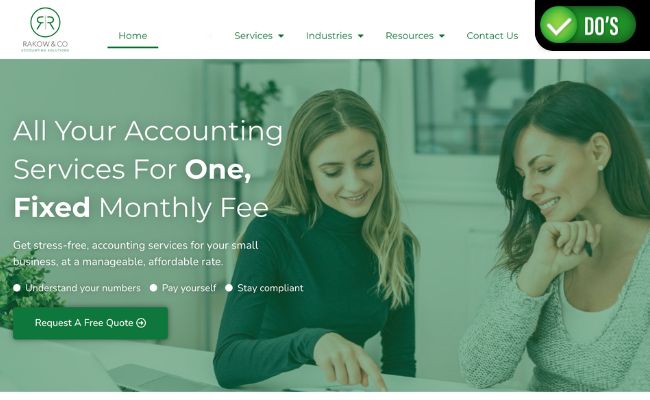 accounting website designs - do talk about value proposition